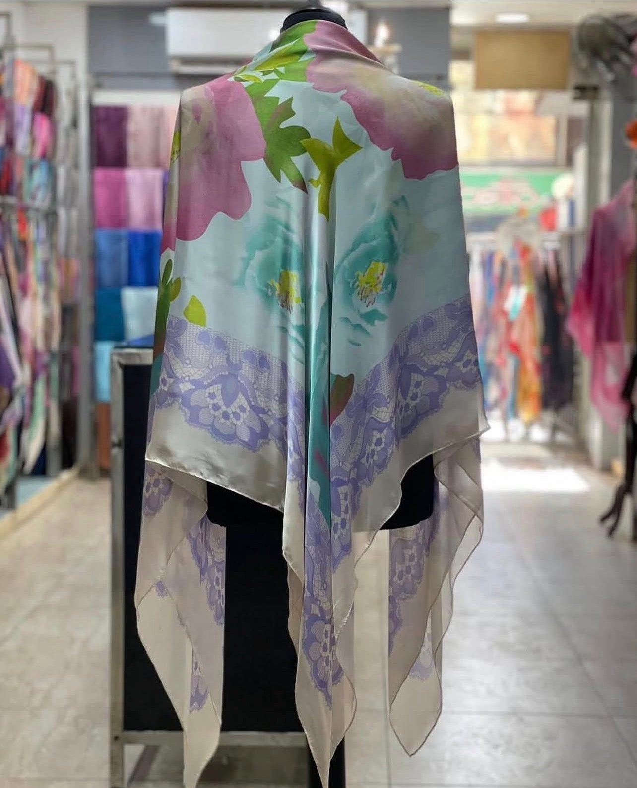 Fleurette Silk-Satin Echarpe